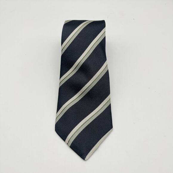 John Varvartos Star Luxe Men Blue Striped 100% Silk Necktie Made in USA - Picture 6 of 7